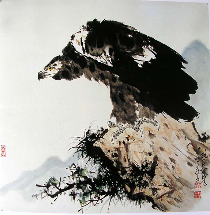 作者：徐纯原&nbsp;花鸟《鹰》&nbsp;￥：赏真阁藏品&nbsp;单击鼠标查看大图！