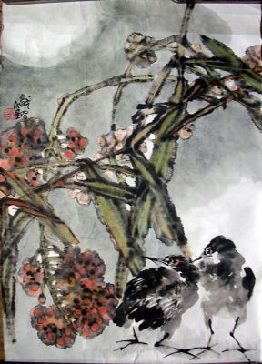 作者：邱帜铭&nbsp;花鸟&nbsp;￥：赏真阁藏品&nbsp;单击鼠标查看详细介绍！