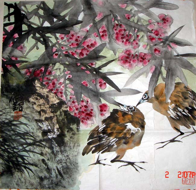 作者：邱帜铭&nbsp;花鸟&nbsp;￥：赏真阁藏品&nbsp;单击鼠标查看大图！