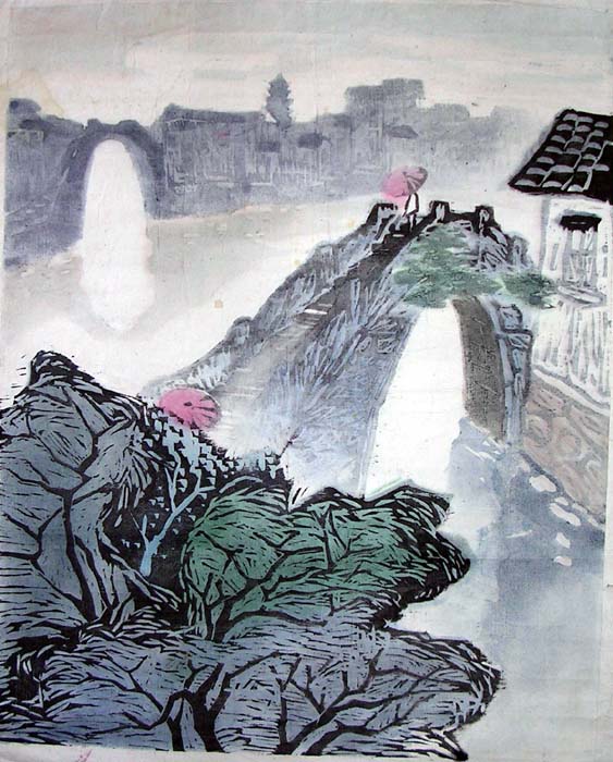 作者：陈东明&nbsp;细雨江南 版画&nbsp;￥：1000&nbsp;单击鼠标查看大图！