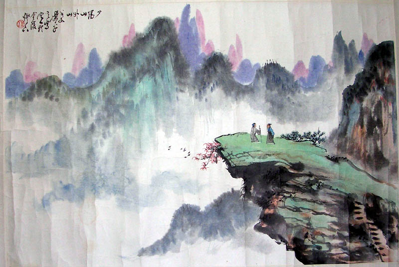 作者：萧 平&nbsp;山水  夕阳山外山&nbsp;￥：协商&nbsp;单击鼠标查看大图！