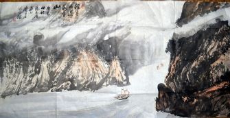 作者：汤清海&nbsp;山水《轻舟已过万重山》&nbsp;￥：协商&nbsp;单击鼠标查看详细介绍！