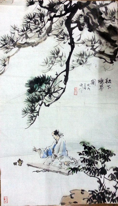 作者：傅二石&nbsp;人物《松阴抚琴》&nbsp;￥：协商&nbsp;单击鼠标查看大图！