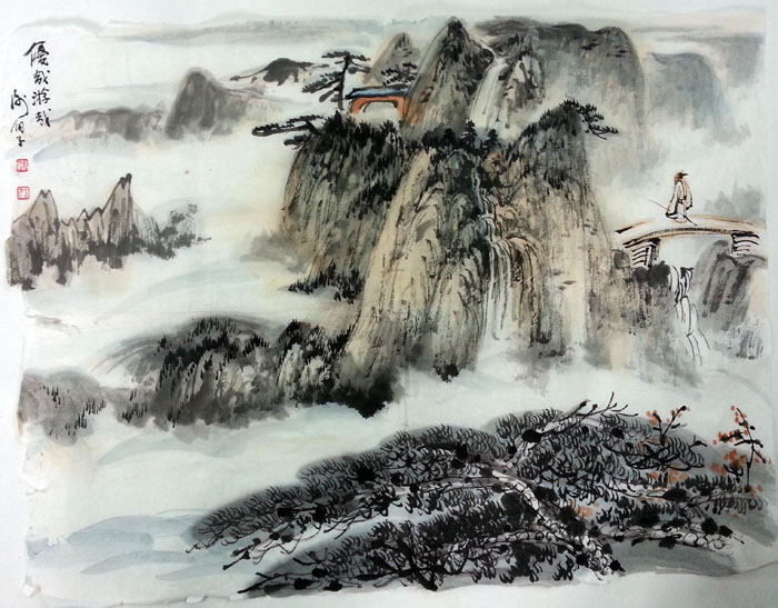 作者：谢伯子&nbsp;山水&nbsp;￥：协商&nbsp;单击鼠标查看大图！