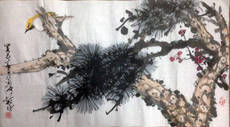 作者：徐纯原&nbsp;松雀图&nbsp;￥：協商&nbsp;单击鼠标查看大图！