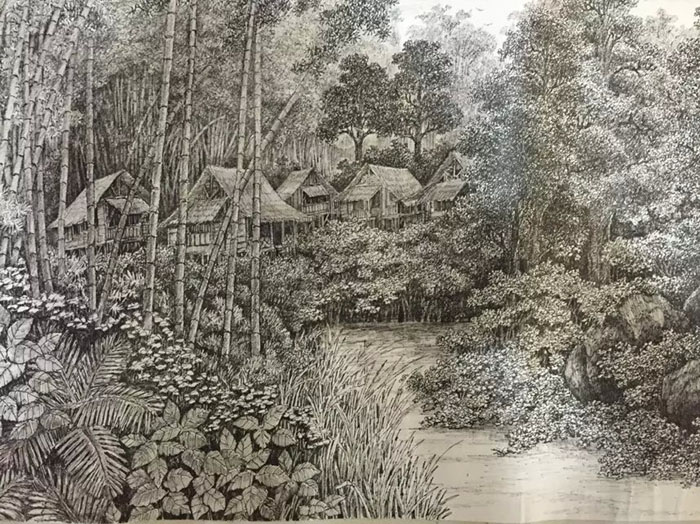 作者：a钢笔画&nbsp;山水&nbsp;￥：协商&nbsp;单击鼠标查看大图！