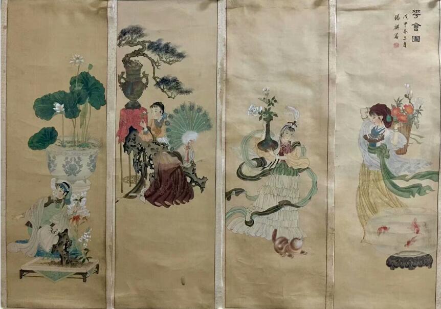 作者：王锡麒&nbsp;人物 四条屏&nbsp;￥：协商&nbsp;单击鼠标查看大图！