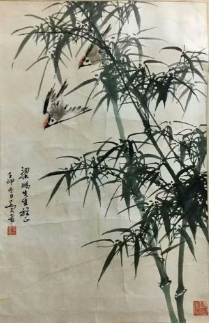 作者：乔木&nbsp;花鸟　　竹雀图&nbsp;￥：协商&nbsp;单击鼠标查看详细介绍！