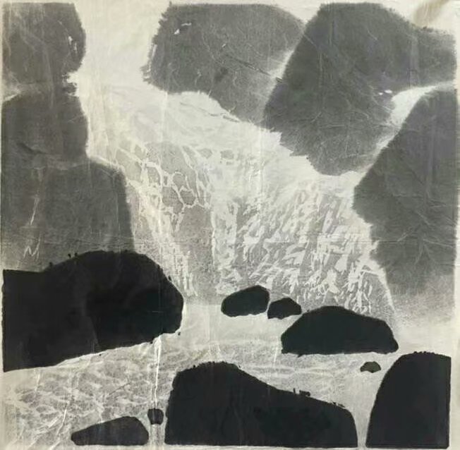 作者：朱琴葆&nbsp;山水 木刻水印&nbsp;￥：协商&nbsp;单击鼠标查看大图！