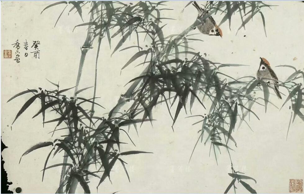 作者：乔木&nbsp;花鸟　　竹雀图&nbsp;￥：协商&nbsp;单击鼠标查看大图！