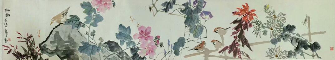 作者：张继馨&nbsp;花鸟手卷&nbsp;￥：协商&nbsp;单击鼠标查看大图！