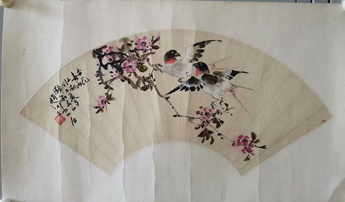 作者：赵松泉&nbsp;花鸟扇面&nbsp;￥：协商&nbsp;单击鼠标查看大图！