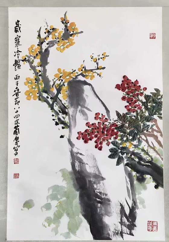 作者：曹简楼&nbsp;天竺 梅石图&nbsp;￥：协商&nbsp;单击鼠标查看大图！